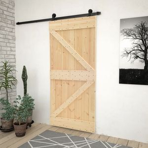 vidaXL Drzwi przesuwne z okuciem 80x210 cm lite drewno sosnowe