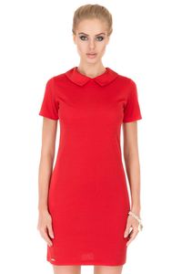 Damen Kleid Minikleid Top mit Kragen; Rot/S/36