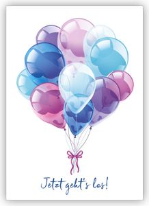 Liebevolle Glückwunschkarte zur Hochzeit, runder Geburtstag, Einschulung: Jetzt geht's los - mit Luftballon Strauß