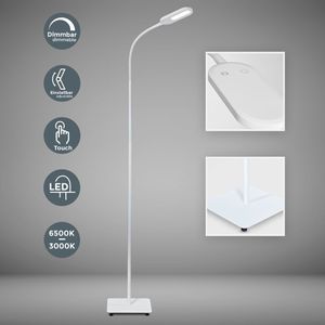 LED Stehleuchte dimmbar Stehlampe schwenkbar Memory & Touch Funktion matt-weiß