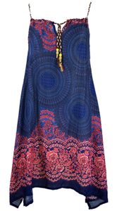 Boho Mandala Midikleid, Trägerkleid, Strandkleid für Starke Frauen - Blau/fuchsia, Damen, Pink, Viskose, Kleider