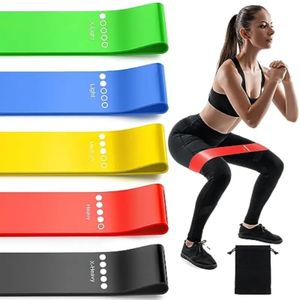 Sada 5 fitness pásov - odporové pásy na tréning, jogu, pilates, gymnastiku, silový tréning, strečing - vrátane vrecka, rôzne sily
