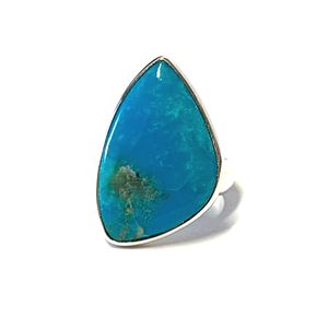 Ring 925 Silber Türkis Cabochon freie Form poliert #56