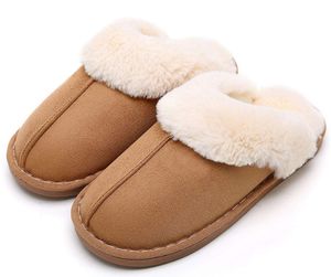 ASKSA Damen Herren Hausschuhe Lammfell Flauschige Pantoffeln Plüsch Winter Warme Slipper Gefüttert Schlappen, Khaki, Größe: 38-39(6-7)