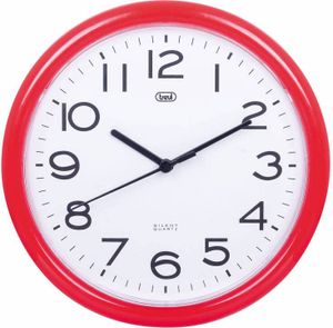 Trevi OM 3301 - Uhr de stille Wand de 25,5 cm de Durchmesser mit de Quarzwerk, Farbe rot