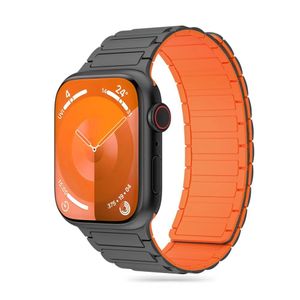 Pasek Tech-Protect Iconband Magnetic Na Apple Watch 4 / 5 / 6 / 7 / 8 / 9 / Se / Ultra 1 / 2 (42/44/45/49 Mm) - Tytanowo-Pomarańczowy