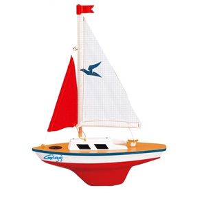 Paul Günther 1802 - Segelboot Giggi, kleine Segeljolle zum Spielen, ca. 24 x 32 cm groß, hochwertig gefertigt und segelfertig montiert, für Badesee, Strand und Badewanne