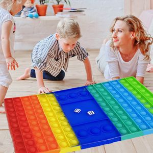 Schachbrett Regenbogenfarben Push Pop It Pop Blase Zappeln Spielzeug Mit 2 Würfel, Familienspiele Kinder Lernspielzeug Fidget Toy