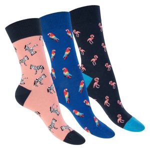 Footstar Damen & Herren Bunte Motiv Socken (3 Paar), Lustige Baumwoll Socken - Flamingo 41-46