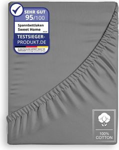 Spannbettlaken Jersey 160x200cm 100% Baumwolle Boxspringbetten und alle Betten bis 25 cm Anthrazit