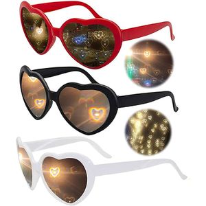 3 Stück / Satz Herz Effekt Brille, Herzförmige Sonnenbrille, Spezieller Herzeffekt für Music Outdoor Party Bar
