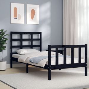 Maison Exclusive Rám postele s čMaison Exclusive černý 90 x 190 cm masivní dřevo