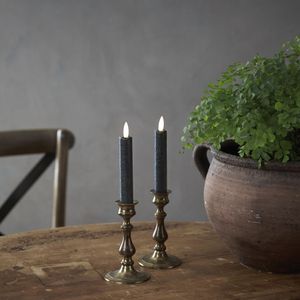 LED sviečky z pravého vosku, FLAMME ANTIQUE, 1 teplá biela blikajúca LED dióda, sada 2 čierne 15 cm