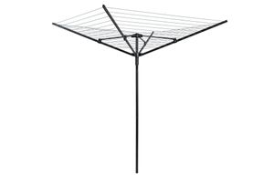 UMUZI CLEANING Wäschespinne für draußen, Drehbarer outdoor Wäscheschirm, Schwarzer Wäscheständer inkl. Bodenhülse, 50m Wäscheleine für bis zu 5 Wäscheladungen