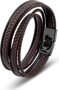 SERASAR | Premium-Lederarmband für Herren [Wrap] mit Braun Stainless Steel | Farbe: Braun | Länge: 40cm