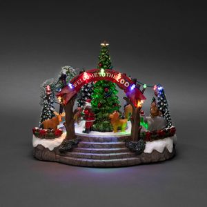 Konstsmide LED Szenerie Weihnachtszoo, mit Musik, 19 Dioden, 4,5V Innentrafo/batteriebetrieben, schwarzes Kabel - 4237-000