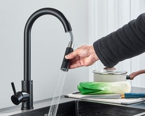 Rostfreie Stähle Küche Wasserhahn Mischbatterie Mischbatterie Küche Wasser Mischbatterie Küche Tap, mit Wasserschlauch,schwarz