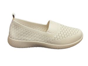 Damen Slipper Sneaker Schlupfschuhe Stoffschuhe Strech-Spann Slip-On Atmungsaktiv Komfort Beige 36 209