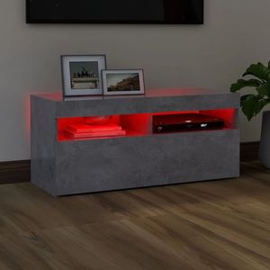 vidaXL TV-Schrank mit LED-Leuchten Betongrau 90x35x40 cm