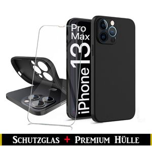 Für iPhone 13 Pro Max ( 6.7" ) Schwarz Silikon Handy Kamera Schutz Hülle + 9H Panzerglas HD Schutzglas