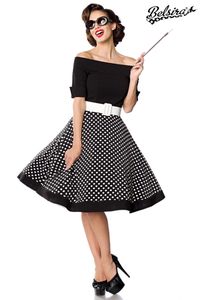 Belsira Damen Vintage Kleid Retro 50s 60s Rockabilly Sommerkleid Partykleid, Größe:S, Farbe:schwarz/weiß