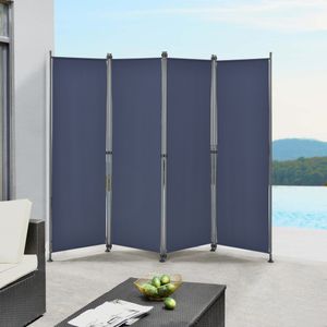 Outdoor Trennwand 170x215cm Paravent Sichtschutz Spanische Wand Garten Dunkelblau