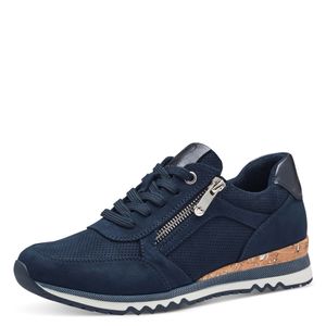 MARCO TOZZI Damen Schnürschuh Korkoptik Sneaker Reißverschluss 2-23781-41, Größe:41 EU, Farbe:Blau