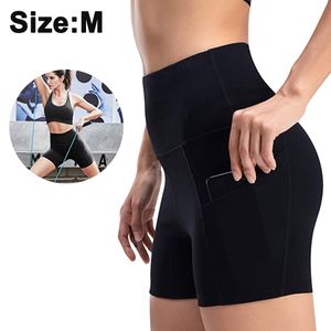 Damen Yoga Shorts Kurze Sporthose Fitness Shorts Cool Atmungsaktiv High Waist Kurze Hose Blickdicht Gym Shorts(M, schwarz)