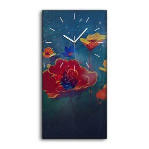 Wohnzimmer-Bild Leinwand Uhr Geräuschlos Kunstdruck 30x60 farbenfrohes Blumen - weiße Hände