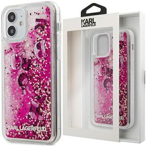 Karl Lagerfeld KLHCP12SROPI hard silikonové pouzdro iPhone 12 Mini 5.4" pink glitter Charms