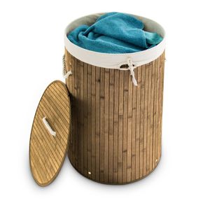 relaxdays Kosz na pranie bambusowy okrągły