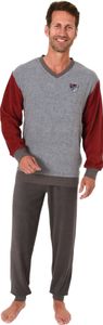 Lässiger Herren Frottee Schlafanzug langarm Pyjama mit Bündchen  - 291 101 13 575 ; rot , 56