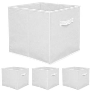 Sada skladacích boxov 4 boxy pre Kallax Shelf biely 33x38x33cm Expedit Box s textilnou rukoväťou
