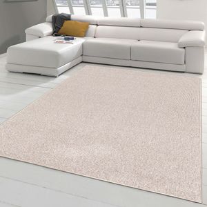 Flachgewebe-Teppich im schlichten einfarbigen Design in beige Größe - 120 x 170 cm