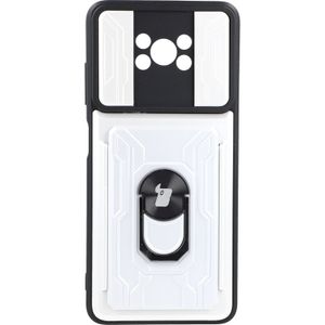 Schutzhülle Bizon Case Camshield Card Slot Ring für Xiaomi Poco X3 / X3 Pro / X3 NFC, Weiß