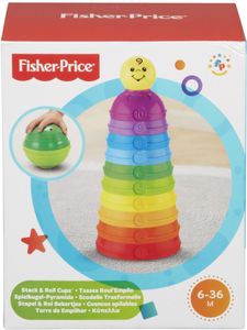 Mattel Fisher-Price W4472 Brilliant Basics Spielkugel Pyramide Stapelbecher Zahl