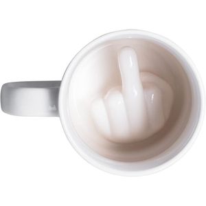 Keramik Tasse mit überraschungseffekt - Wei? Stinkefinger Design - Gadget Kaffeetasse als Geschenk