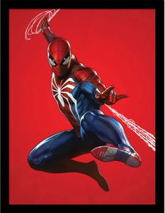 Spider-Man - Gerahmtes Poster "Red Background" PM8541 (40 cm x 30 cm) (Rot/Blau/Weiß)