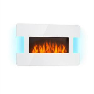 Klarstein Belfort Light & Fire Elektrický krb s efektom plameňa - elektrický krb, 1000 alebo 2000 W, termostat, časovač, ambientné osvetlenie, diaľkové ovládanie, montáž na stenu, biely