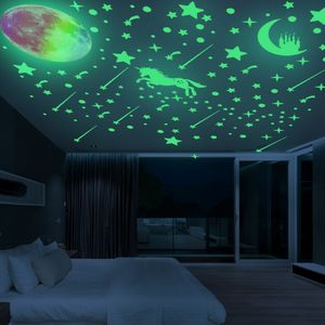 297 Stck Leuchten im Dunkeln Wandaufkleber Schlafzimmer Deckenaufkleber,Farbe: Grün
