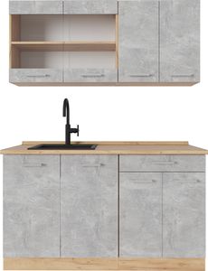 Vicco Single küche R-Line, 140 cm ohne Arbeitsplatte, Beton/Goldkraft Eiche