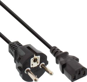 InLine® Netzkabel, Schutzkontakt gerade auf Kaltgerätestecker C13, 0,5m, schwarz