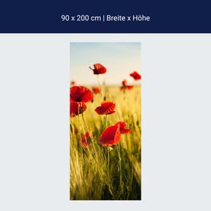 Türtapete Kornfeld mit Mohnblumen M0398 – 90 x 200cm / selbstklebendes Vlies 150g