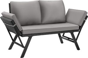 Rattan-Loungesofa Sintra 2in1 Funktion UV-beständiges und wetterfestes Geflecht
