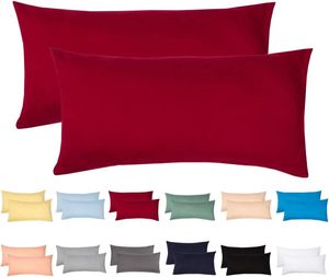 Jersey Kissenbezug 2er Set 100% Baumwolle Kopfkissenhülle Bettkissenbezug Kopfkissenbezug superweich Kissenbezug 40x80 cm Kirschrot