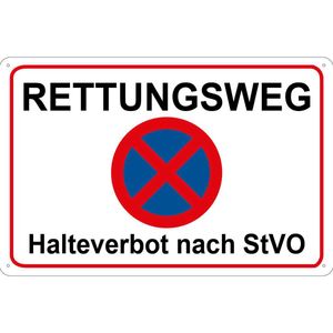 vianmo Blechschild Wandschild Metallschild 30x40 cm - Rettungsweg Halteverbot nach StVO