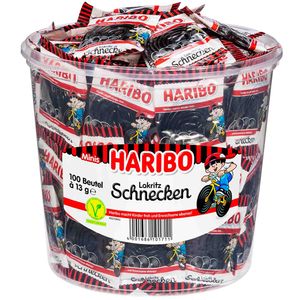 Haribo ślimaki lukrecjowe w mini torebkach classic veggie 100 szt