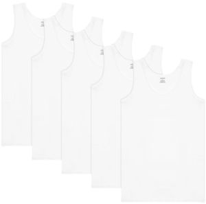 Pánské tílko BRUBAKER 5-Pack Classic Undershirt - vysoce kvalitní bavlna (hladká) - extra dlouhé - bezešvé - bílé - velikost M