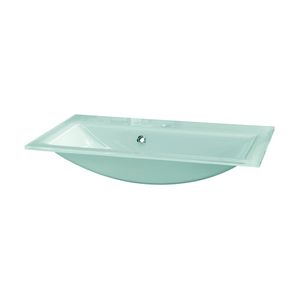 FACKELMANN Glasbecken / Waschtisch aus Glas / Maße (B x H x T): ca. 80 x 14,5 x 50 cm / Einbauwaschbecken / hochwertiges Waschbecken fürs Badezimmer und WC / Farbe: Mintgrün / Breite: 80 cm