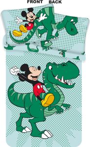 Mickey Maus mit Dino - Baby Baumwoll-Bettwäsche  - Set 100x135 40x60cm